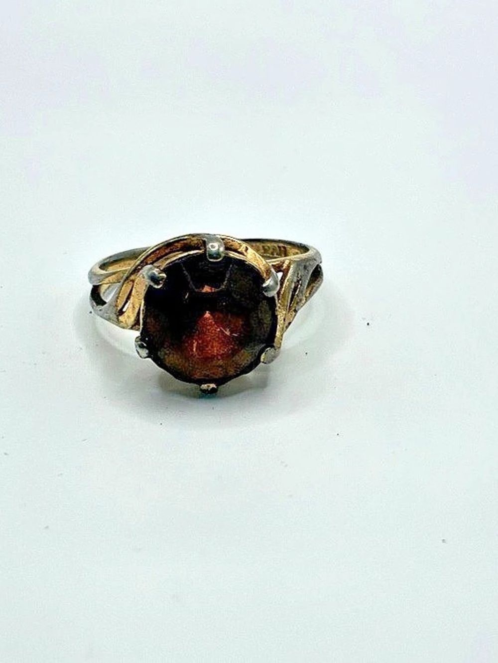 Gold-Tone Brown Stone Ring